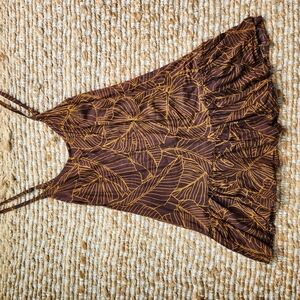 Mini Dress Size Small Brown and Gold Leaf Print Dress